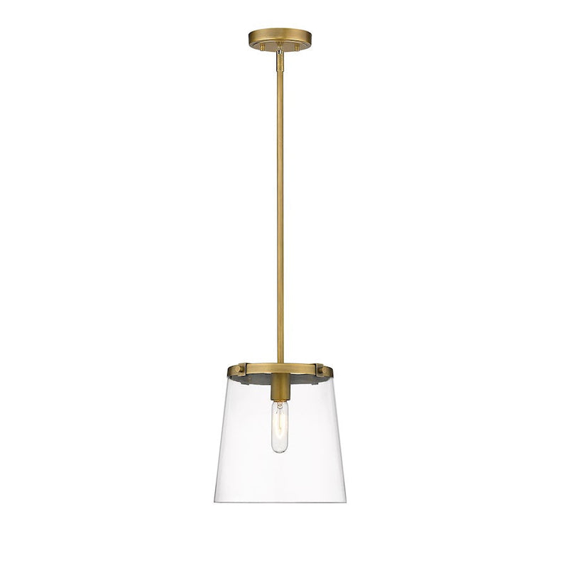 Z-Lite Callista 1 Light Pendant, Rubbed Brass/Clear