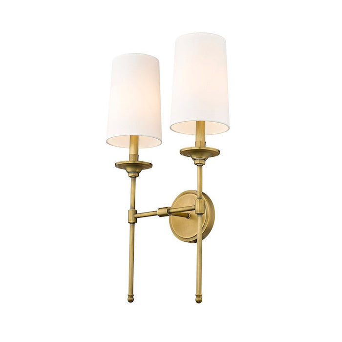 Z-Lite Emily 2 Light Wall Sconce, Rubbed Brass/Off White - 3033-2S-RB