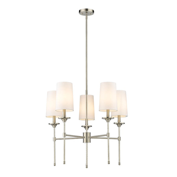 Z-Lite Emily 5 Light Chandelier in Brushed Nickel/Off White - 3033-5BN