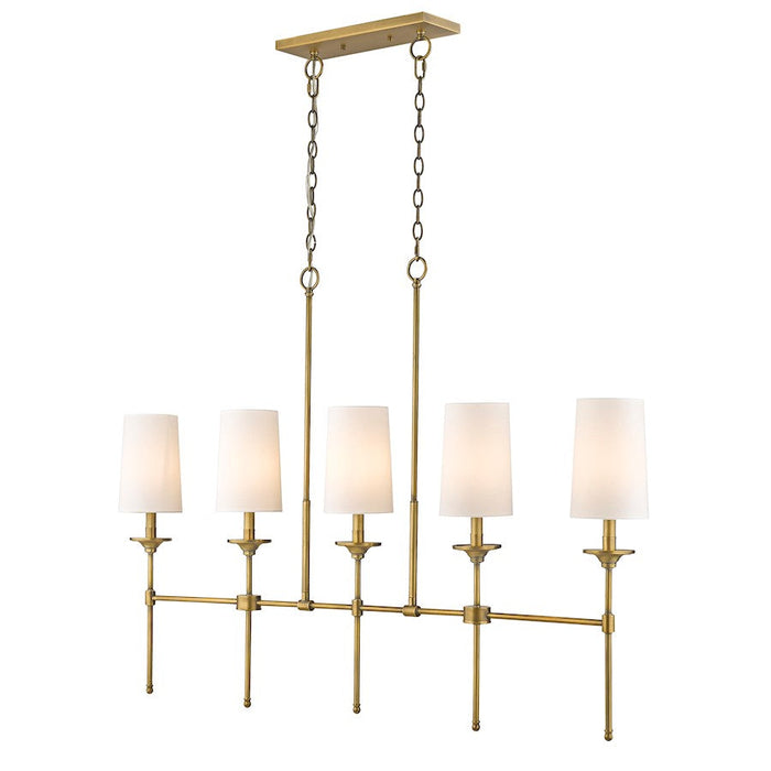 Z-Lite Emily 5 Light 51" Chandelier, Rubbed Brass/Off White - 3033-5L-RB