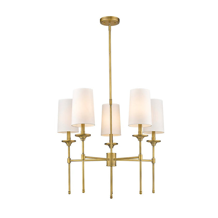 Z-Lite Emily 5 Light 28" Chandelier, Rubbed Brass/Off White - 3033-5RB