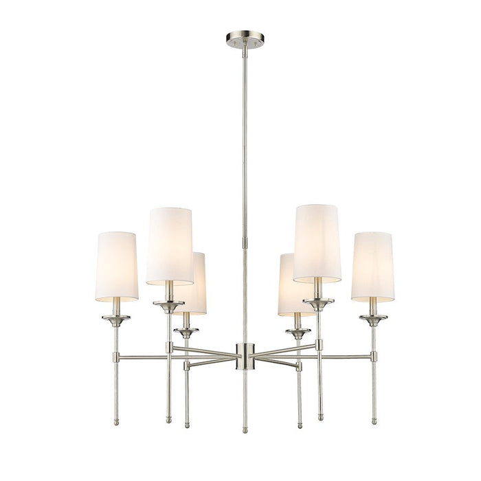 Z-Lite Emily 6 Light Chandelier in Brushed Nickel/Off White - 3033-6BN