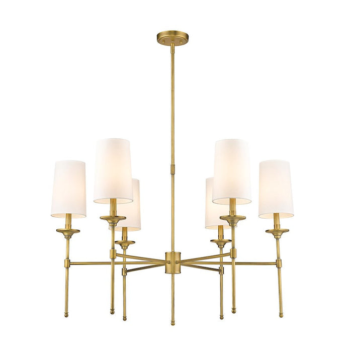 Z-Lite Emily 6 Light Chandelier, Rubbed Brass/Off White - 3033-6RB