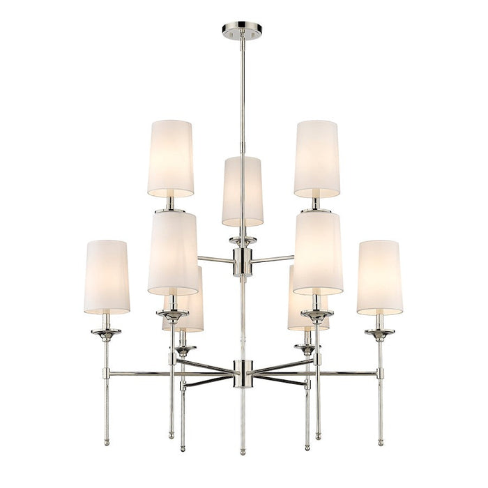 Z-Lite Emily 9 Light Chandelier in Polished Nickel/Off White - 3033-9PN