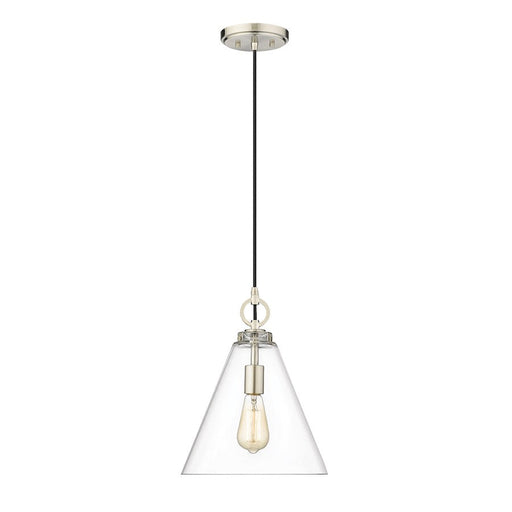 Z-Lite Harper 1 Light 11.5" Pendant, Brushed Nickel/Clear - 3034P11-BN