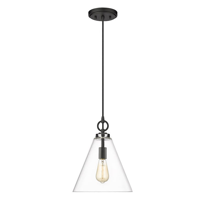 Z-Lite Harper 1 Light 11.5" Pendant, Matte Black/Clear - 3034P11-MB