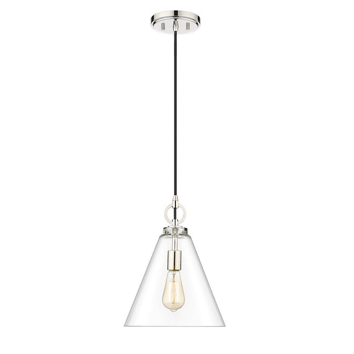 Z-Lite Harper 1 Light 11.5" Pendant, Polished Nickel/Clear - 3034P11-PN