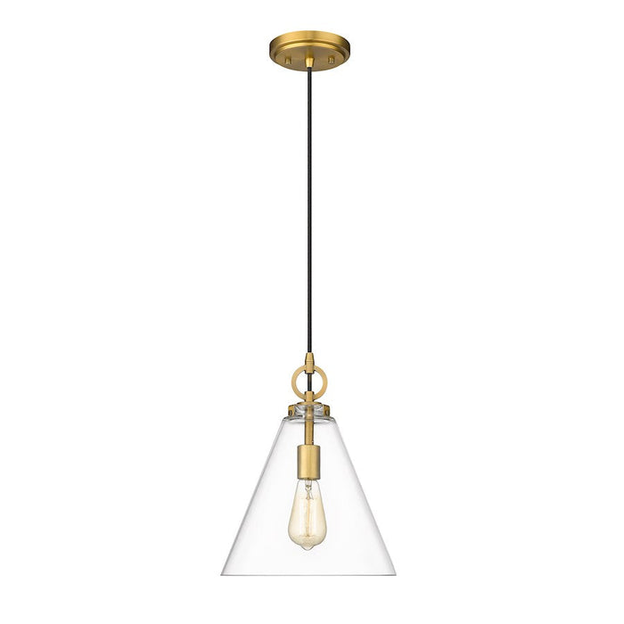 Z-Lite Harper 1 Light 11.5" Pendant, Rubbed Brass/Clear - 3034P11-RB