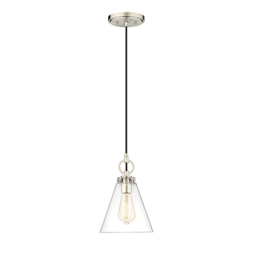 Z-Lite Harper 1 Light 8" Pendant, Brushed Nickel/Clear - 3034P8-BN