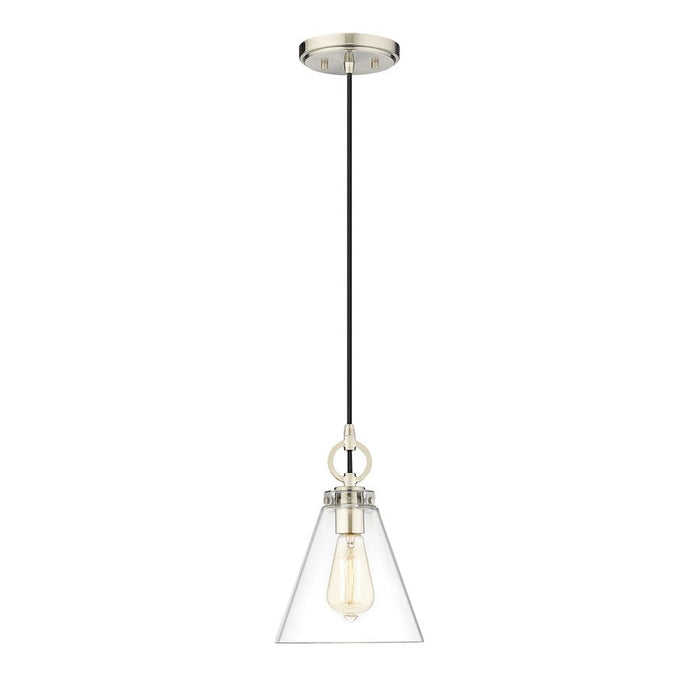 Z-Lite Harper 1 Light 8" Pendant, Brushed Nickel/Clear - 3034P8-BN