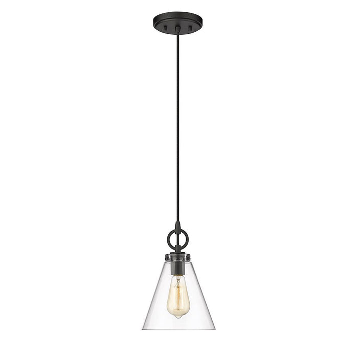 Z-Lite Harper 1 Light 8" Pendant, Matte Black/Clear - 3034P8-MB