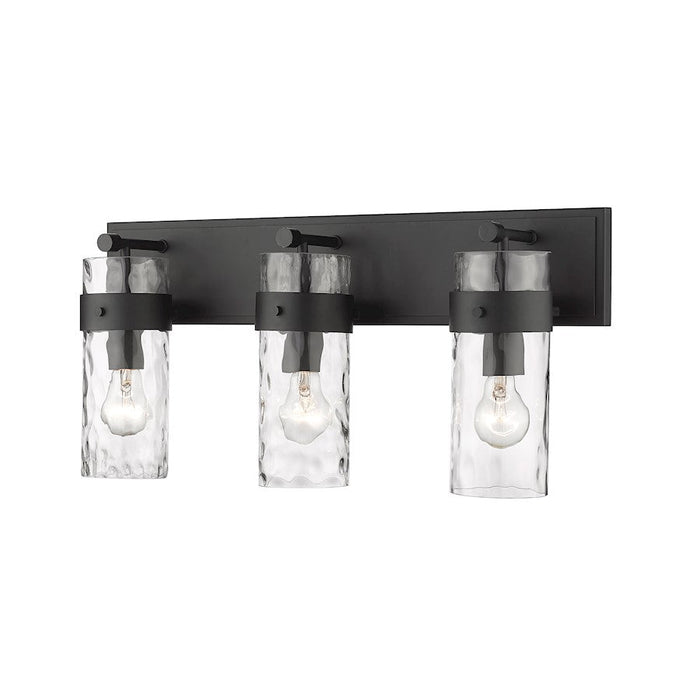 Z-Lite Fontaine 3 Light Vanity, Matte Black/Clear - 3035-3V-MB