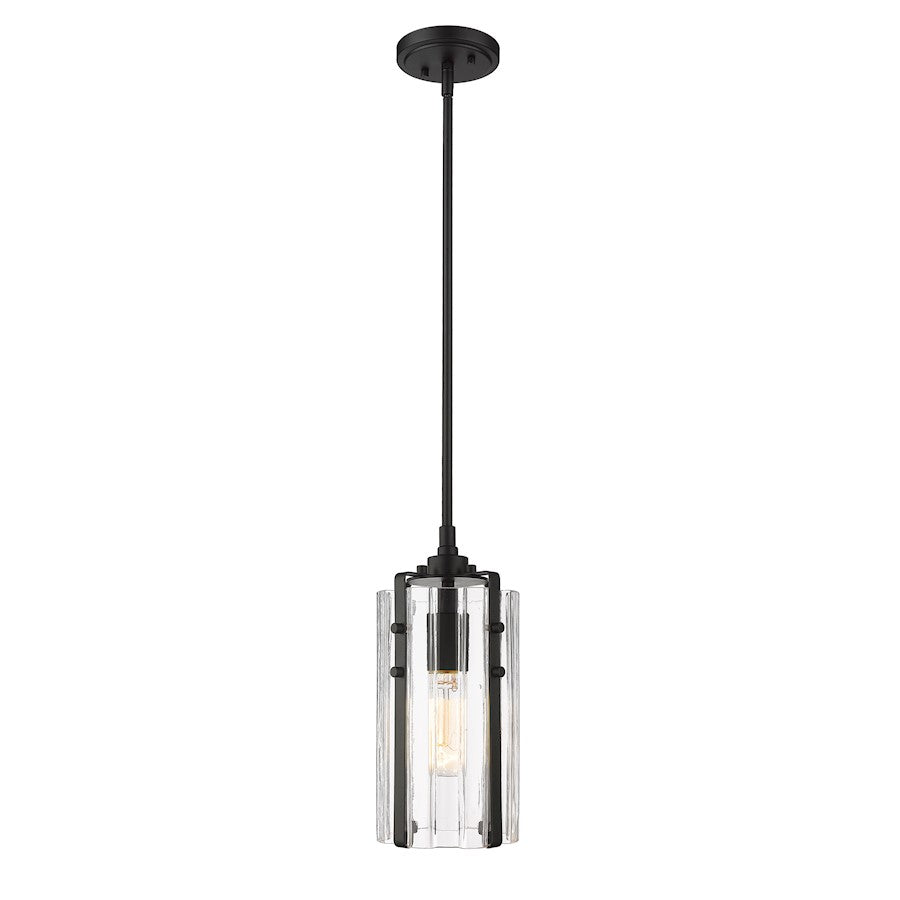 Z-Lite Alverton 1 Light Mini Pendant, Matte Black/Clear - 3036MP-MB