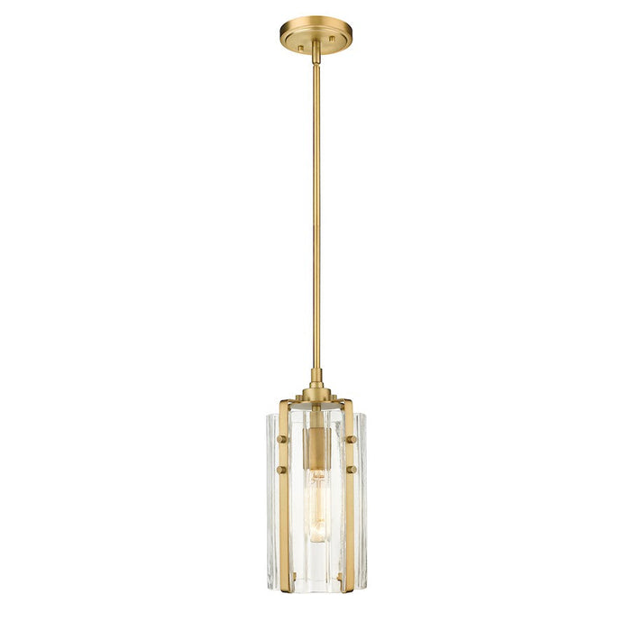 Z-Lite Alverton 1 Light Mini Pendant, Rubbed Brass/Clear - 3036MP-RB