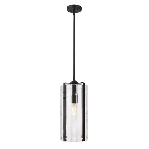 Z-Lite Alverton 1 Light Pendant, Matte Black/Clear - 3036P8-MB