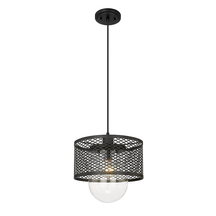 Z-Lite Kipton 1 Light Pendant, Matte Black/Clear - 3037P11-MB