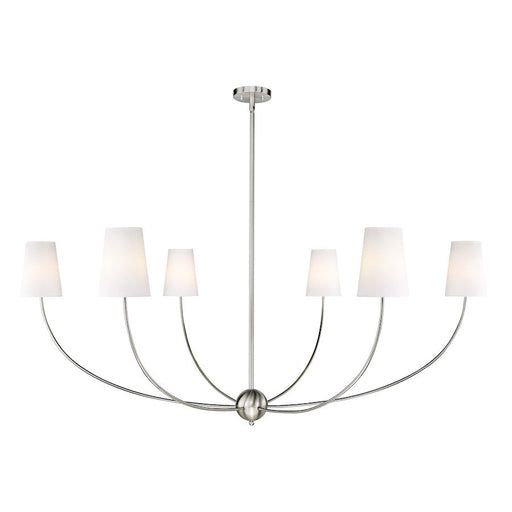 Z-Lite Shannon 6 Light 62" Chandelier, Brushed Nickel/White - 3040-62BN