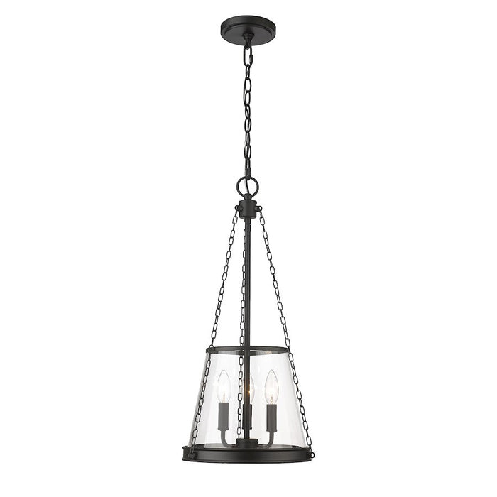 Z-Lite Prescott 3 Light Pendant, Matte Black/Clear - 341P12-MB