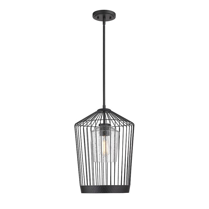 Z-Lite Lido 1 Light Pendant, Matte Black/Clear