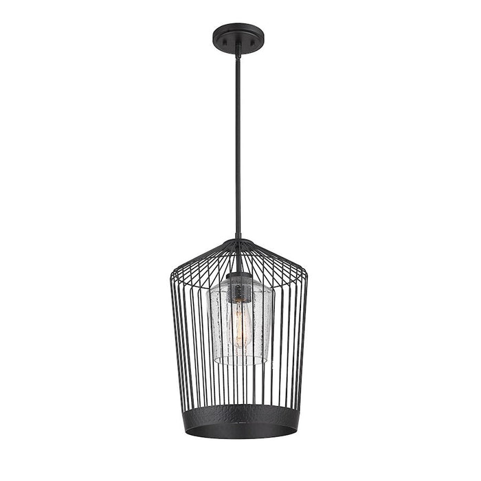 Z-Lite Lido 1 Light Pendant, Matte Black/Clear