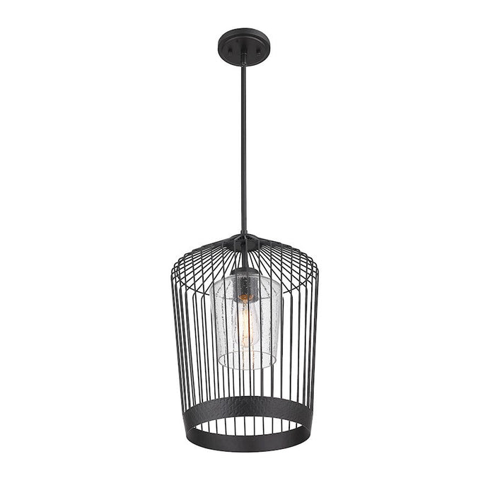 Z-Lite Lido 1 Light Pendant, Matte Black/Clear