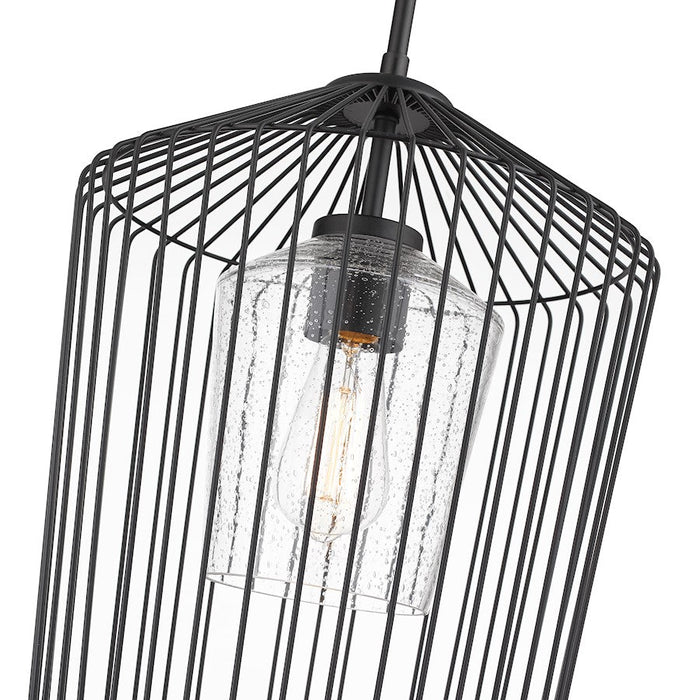 Z-Lite Lido 1 Light Pendant, Matte Black/Clear