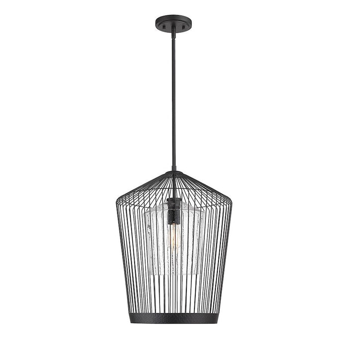 Z-Lite Lido 1 Light Pendant, Matte Black/Clear