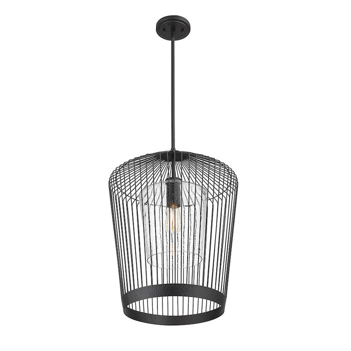 Z-Lite Lido 1 Light Pendant, Matte Black/Clear