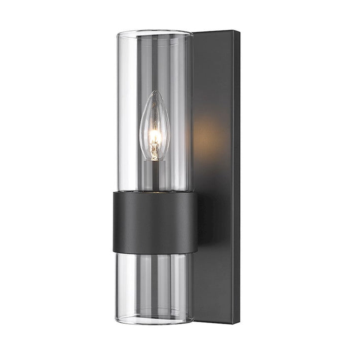 Z-Lite Lawson 1 Light Wall Sconce, Matte Black/Clear - 343-1S-MB