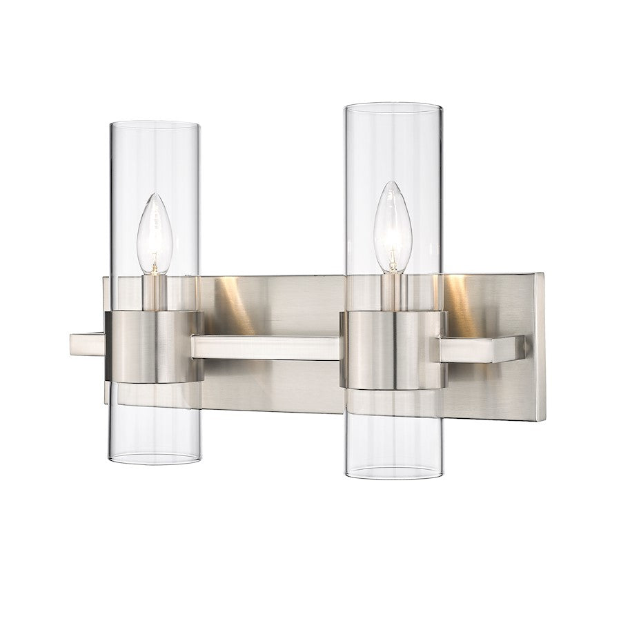 Z-Lite Lawson 2 Light Vanity, Brushed Nickel/Clear - 343-2V-BN