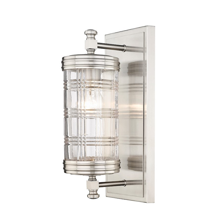 Z-Lite Archer 1 Light Wall Sconce, Brushed Nickel/Clear - 344-1S-BN