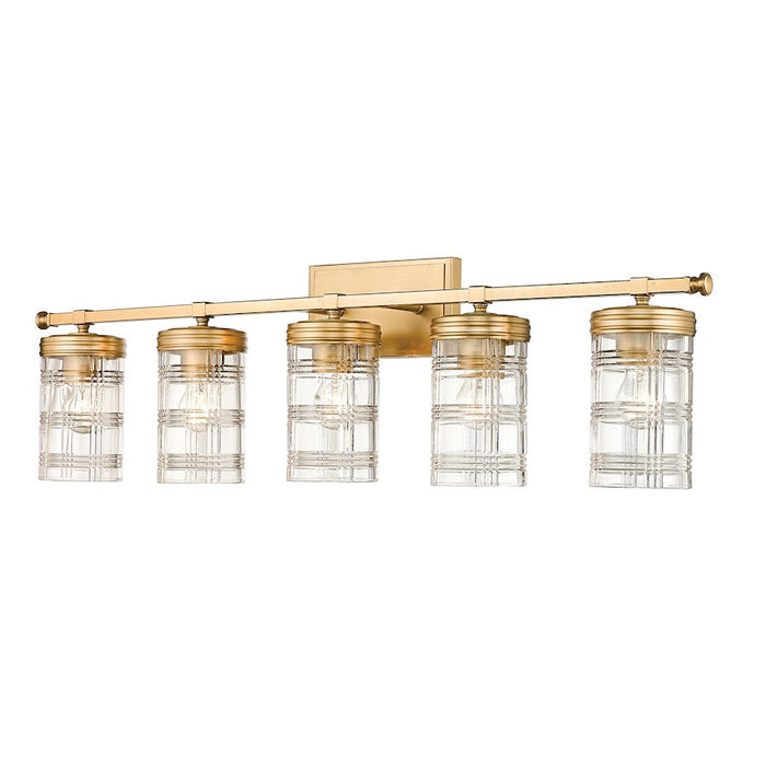 Z-Lite Archer 5 Light Vanity, Heirloom Gold/Clear - 344-5V-HG