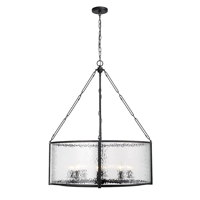 Z-Lite Barrington 8 Light Pendant, Matte Black/Clear Waterglass - 346P32-MB