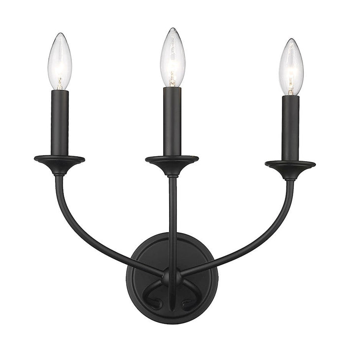 Z-Lite Arabella 3 Light Wall Sconce, Matte Black/Matte Black - 3500-3S-MB