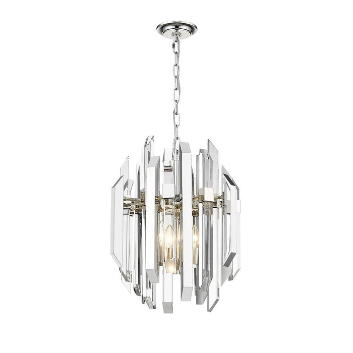 Z-Lite Bova 4 Light 21" Pendant, Polished Nickel, Clear - 4006-4PN