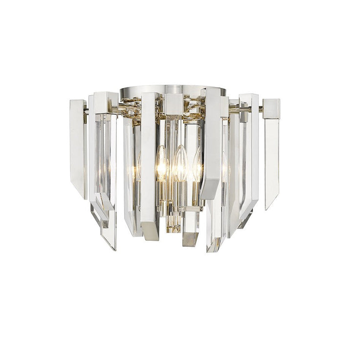 Z-Lite Bova 4 Light 12.5" Flush Mount, Polished Nickel, Clear