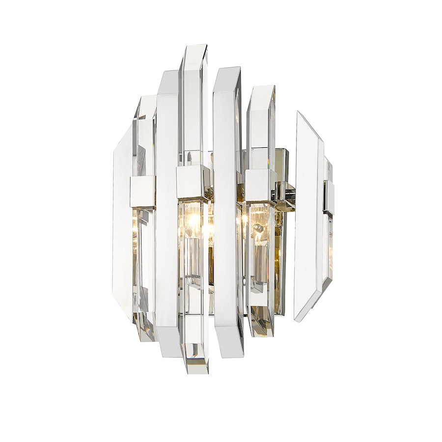 Z-Lite Bova 2 Light 17" Wall Sconce, Polished Nickel, Clear - 4006S-PN