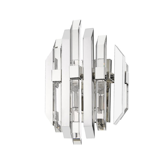 Z-Lite Bova 2 Light 17" Wall Sconce, Polished Nickel, Clear