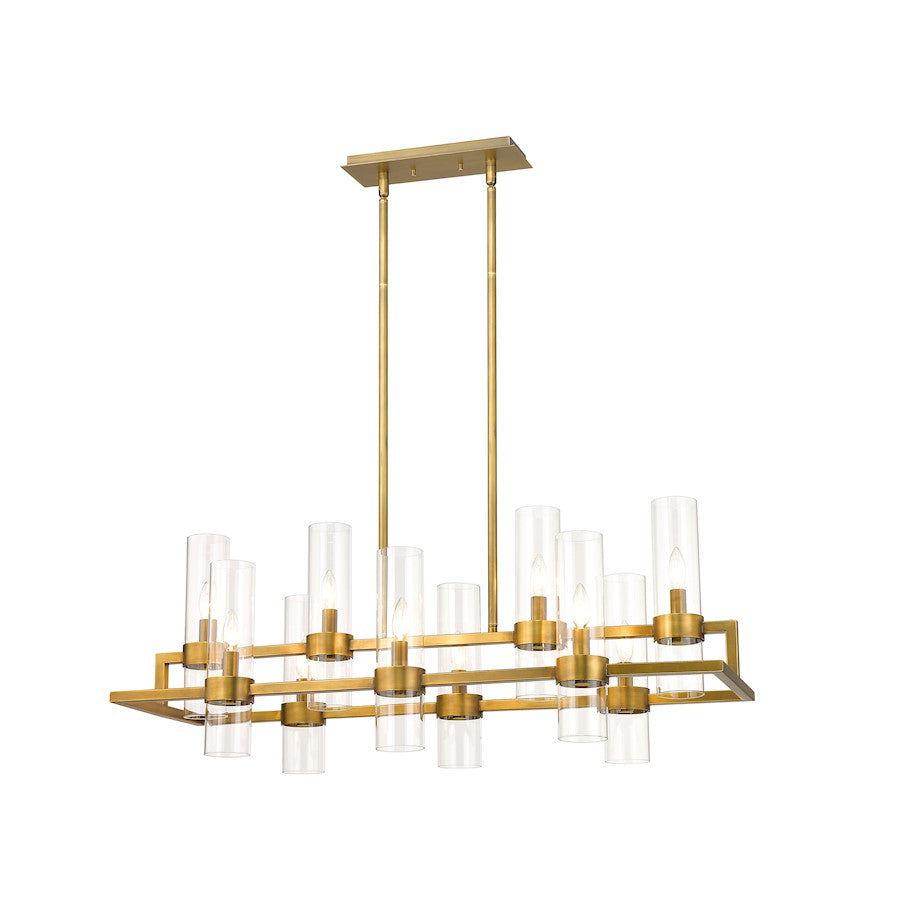 Z-Lite Datus 10 Light Chandelier in Rubbed Brass/Clear - 4008-10RB