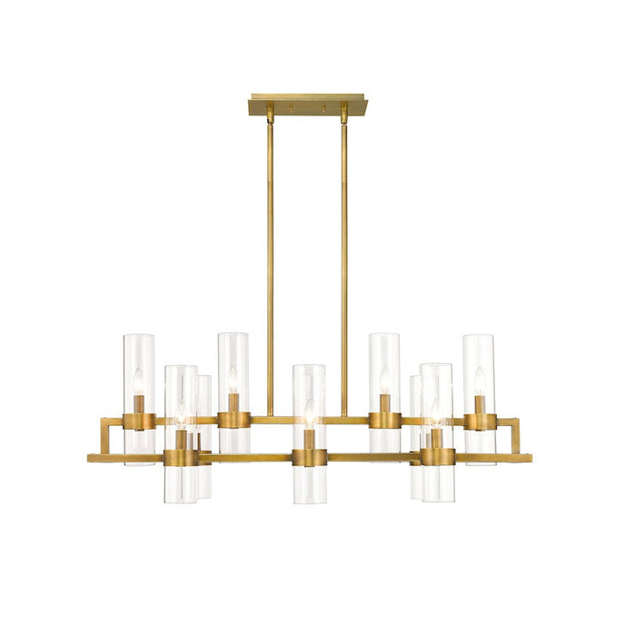 Z-Lite Datus 10 Light Chandelier in Rubbed Brass/Clear