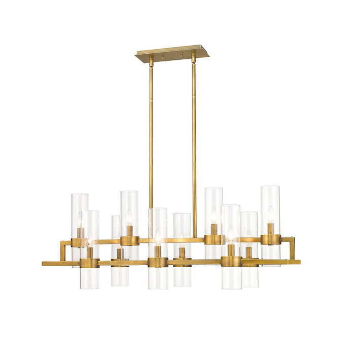 Z-Lite Datus 10 Light Chandelier in Rubbed Brass/Clear