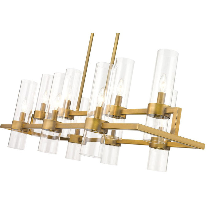 Z-Lite Datus 10 Light Chandelier in Rubbed Brass/Clear