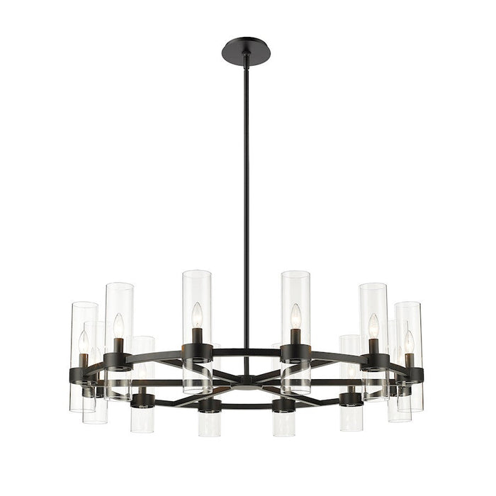 Z-Lite Datus 12 Light Chandelier in Matte Black/Clear - 4008-12MB