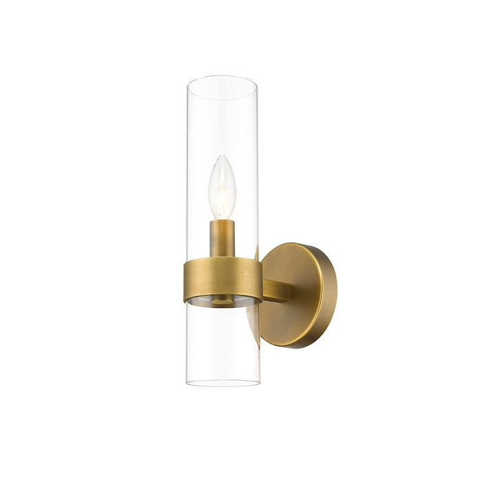 Z-Lite Datus 1 Light Wall Sconce in Rubbed Brass/Clear - 4008-1S-RB