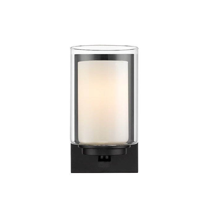 Z-Lite Willow 1 Light 8" Sconce, Black, Inner White & Outer Clear