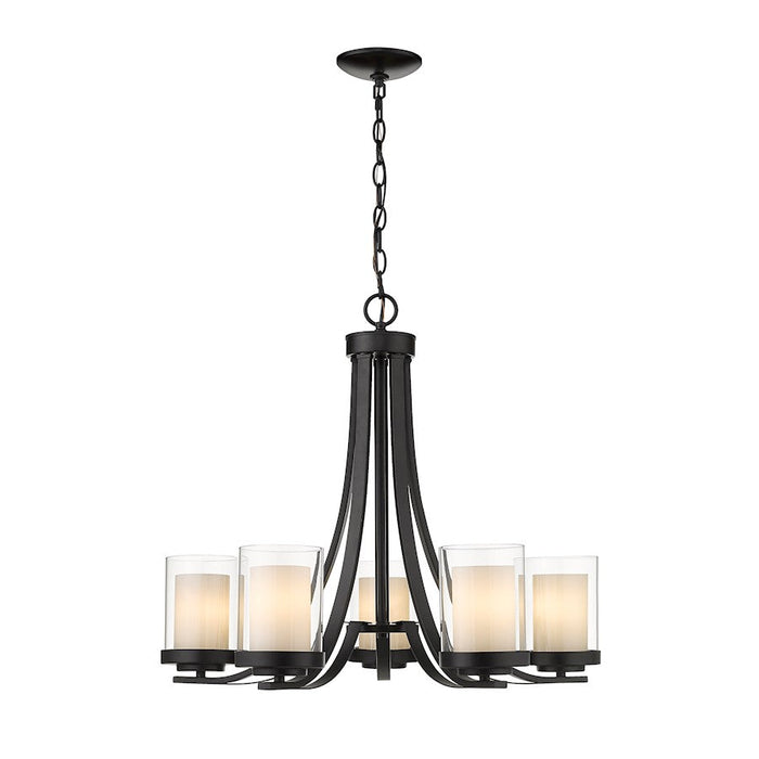 Z-Lite Willow Chandelier, Black, Inner White/Outer Clear