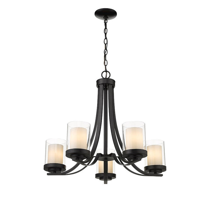 Z-Lite Willow Chandelier, Black, Inner White/Outer Clear