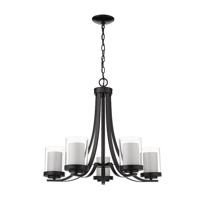 Z-Lite Willow Chandelier, Black, Inner White/Outer Clear