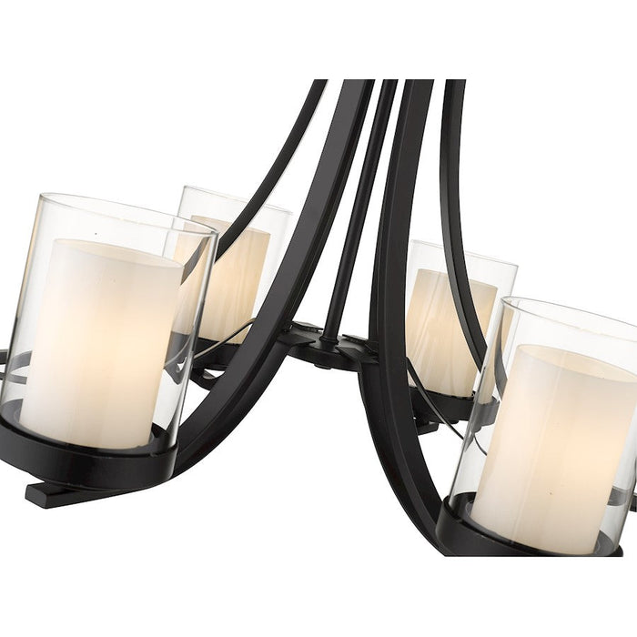 Z-Lite Willow 1 Light 8" Sconce, Black, Inner White & Outer Clear