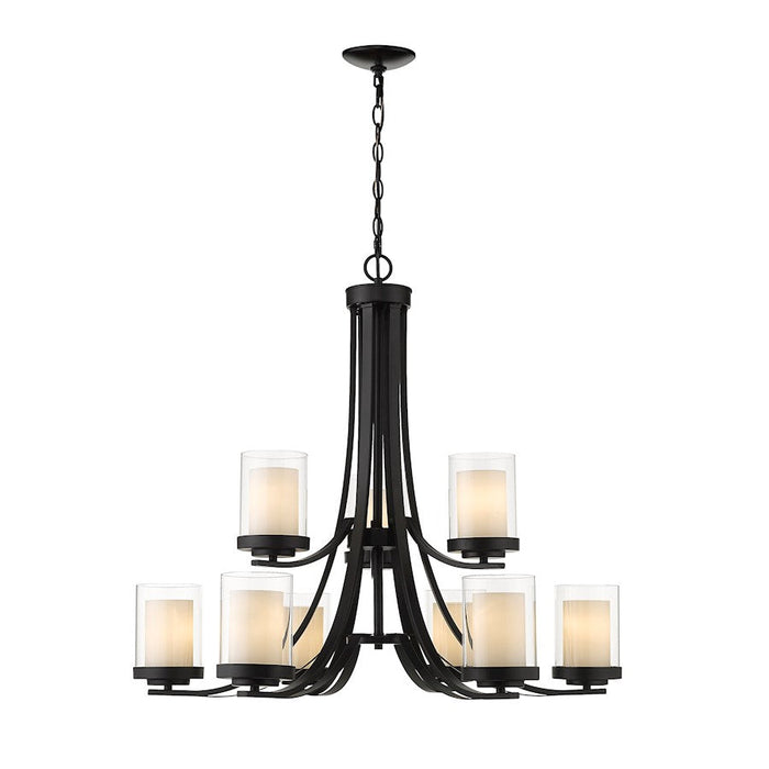 Z-Lite Willow Chandelier, Black, Inner White/Outer Clear